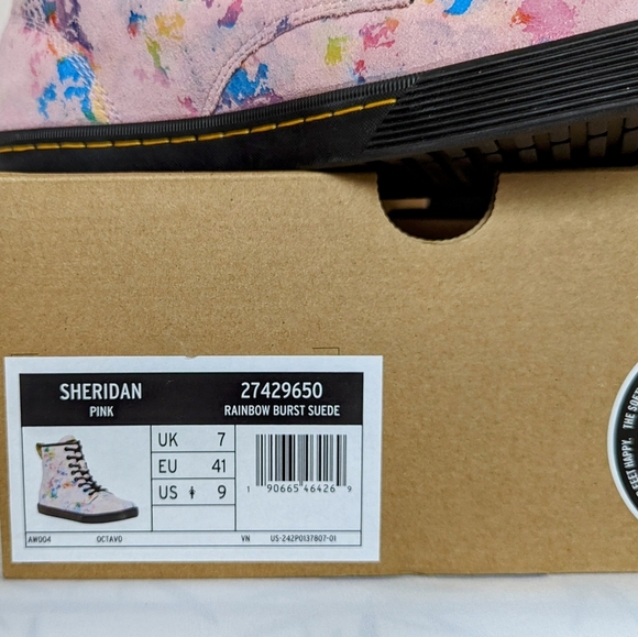 Dr. Martens Sheridan Boots Suede Lace Up Lightweight Rainbow Burst Pink 9 NIB - Picture 13 of 15
